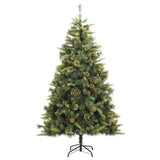 VidaXL Kunstkerstboom met scharnieren en dennenappels 210 cm