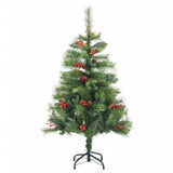 VidaXL Kunstkerstboom met scharnieren dennenappels en bessen 120 cm
