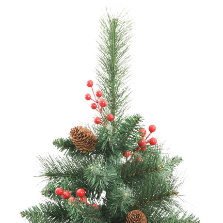 Vidaxl kunstkerstboom met scharnieren dennenappels en bessen 180 cm