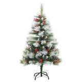Vidaxl kunstkerstboom met scharnieren dennenappels en bessen 150 cm
