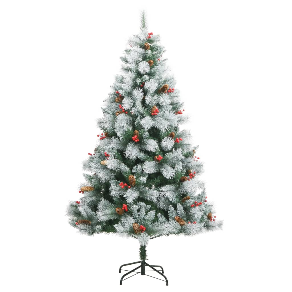 VidaXL Kunstkerstboom met scharnieren dennenappels en bessen 180 cm