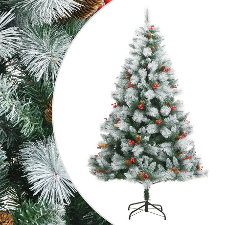 Vidaxl kunstkerstboom met scharnieren dennenappels en bessen 240 cm