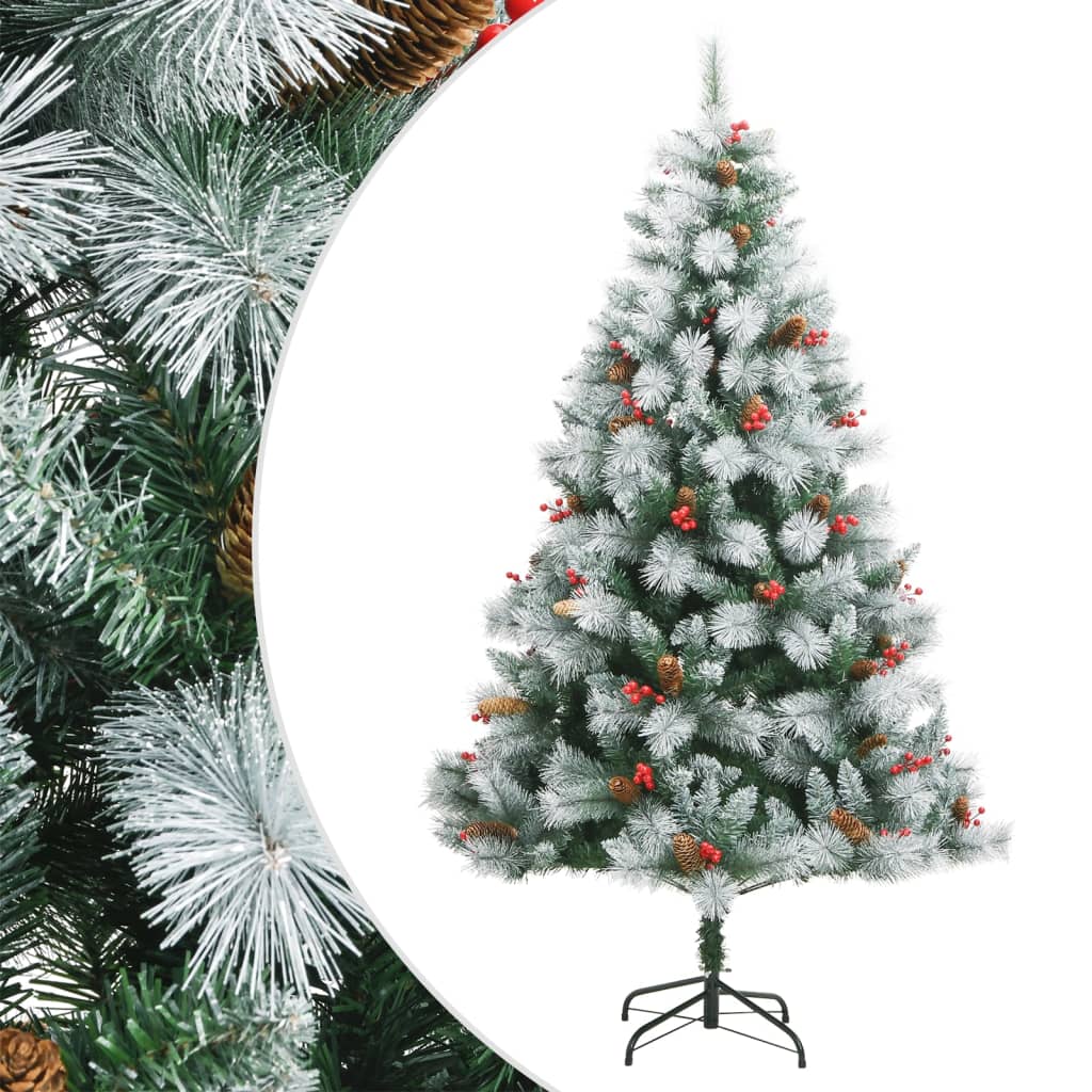 Vidaxl kunstkerstboom met scharnieren dennenappels en bessen 240 cm