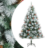 Vidaxl kunstkerstboom met scharnieren dennenappels en bessen 240 cm