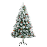 VidaXL Kunstkerstboom met scharnieren dennenappels en bessen 240 cm