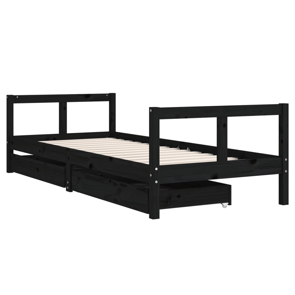Vidaxl kinderbedframe 80x200 cm massief grenenhout zwart