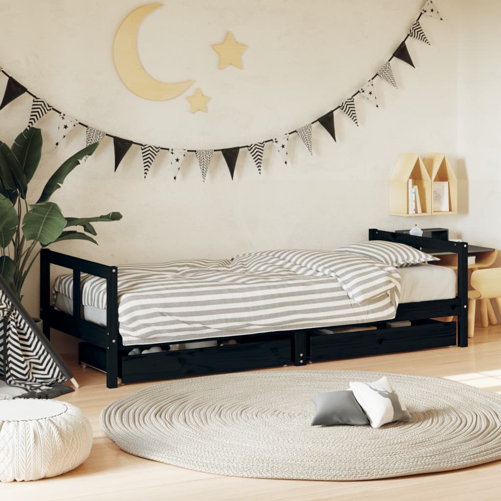 Vidaxl kinderbedframe 80x200 cm massief grenenhout zwart