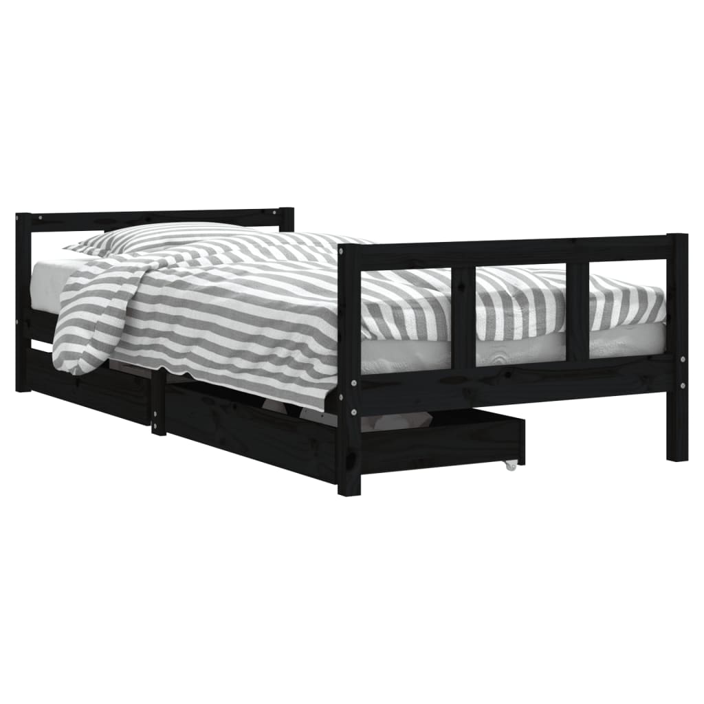 Vidaxl kinderbedframe met lades 90x200 cm massief grenenhout zwart