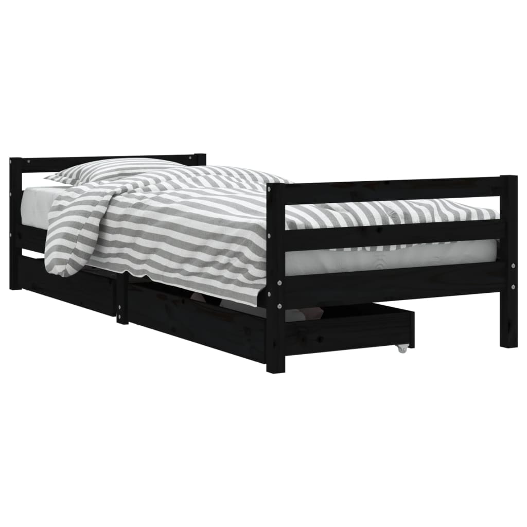 Vidaxl kinderbedframe met lades 80x200 cm massief grenenhout zwart
