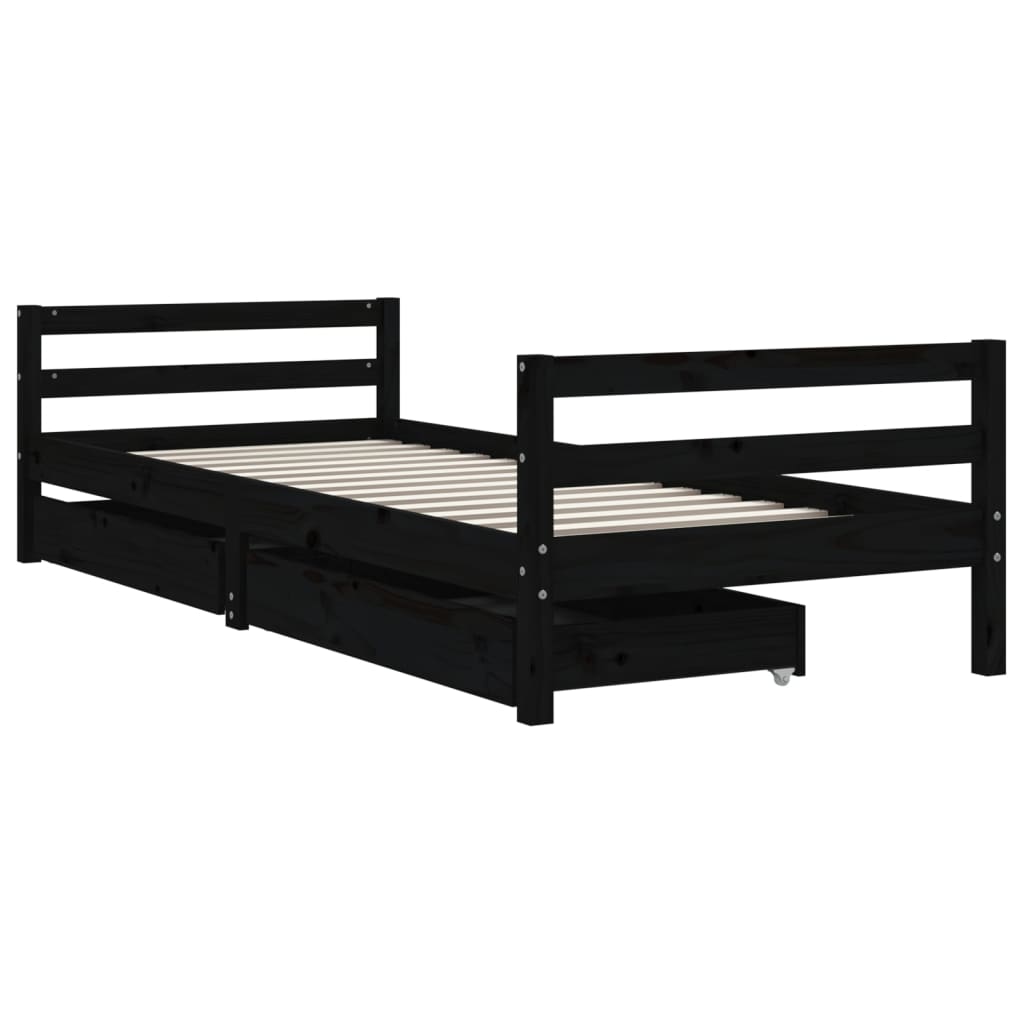 Vidaxl kinderbedframe met lades 80x200 cm massief grenenhout zwart