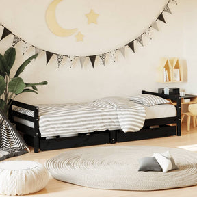 Vidaxl kinderbedframe met lades 80x200 cm massief grenenhout zwart