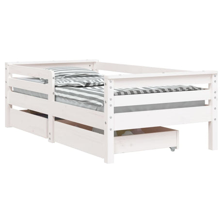 Vidaxl kinderbedframe met lades 70x140 cm massief grenenhout wit