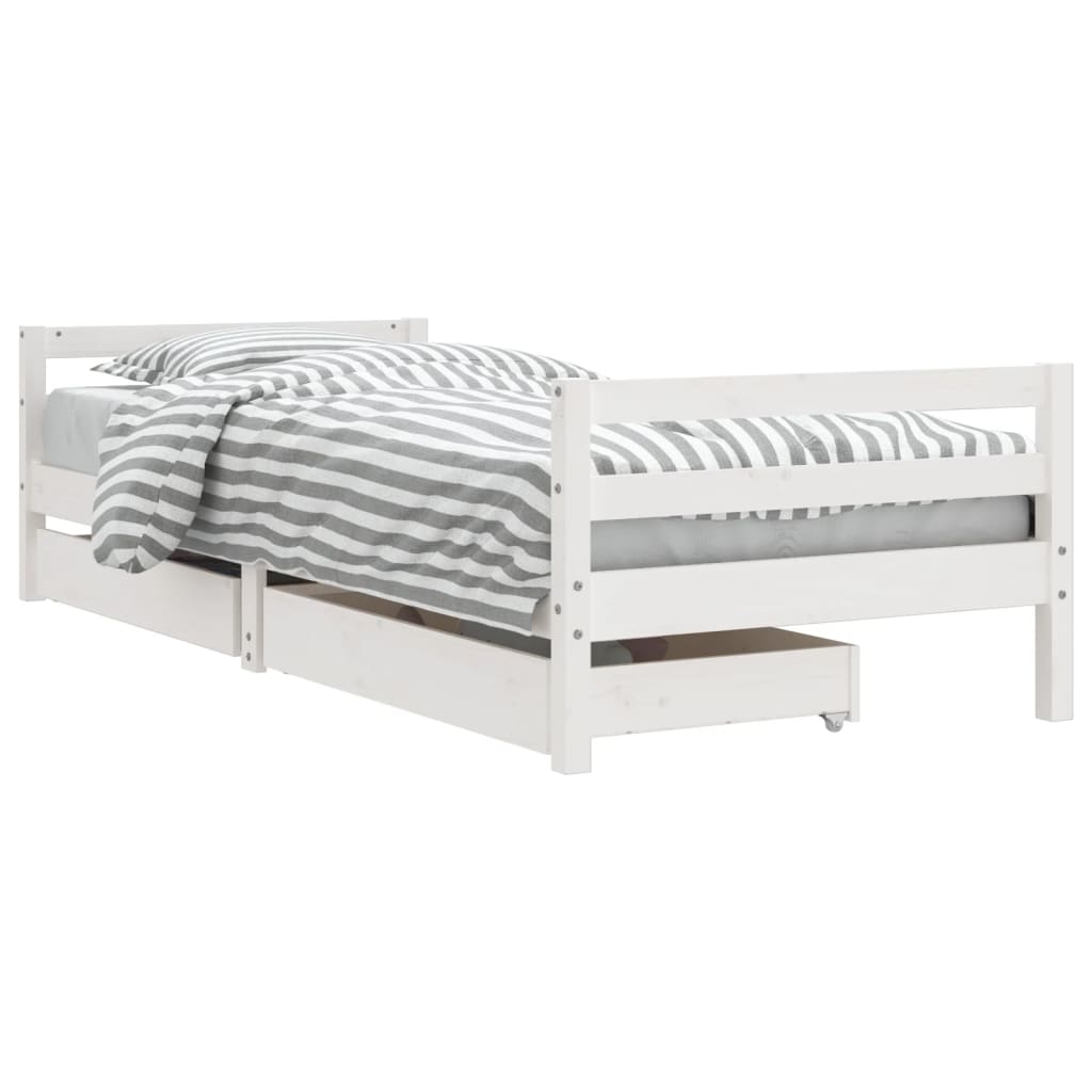 Vidaxl kinderbedframe met lades 90x190 cm massief grenenhout wit