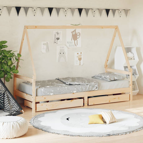 Vidaxl kinderbedframe met lades 80x200 cm massief grenenhout