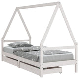 Vidaxl kinderbedframe met lades 80x200 cm massief grenenhout wit