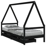 Vidaxl kinderbedframe 80x200 cm massief grenenhout zwart