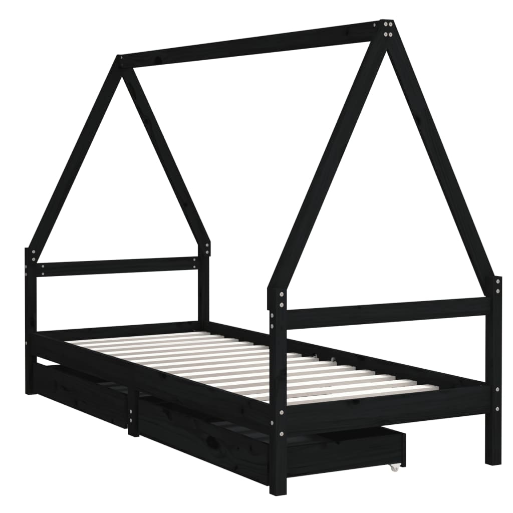 Vidaxl kinderbedframe 80x200 cm massief grenenhout zwart