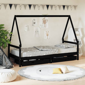 Vidaxl kinderbedframe 80x200 cm massief grenenhout zwart