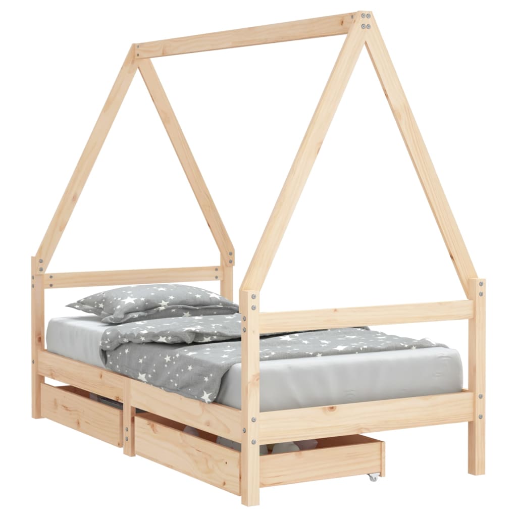 Vidaxl kinderbedframe met lades 80x160 cm massief grenenhout