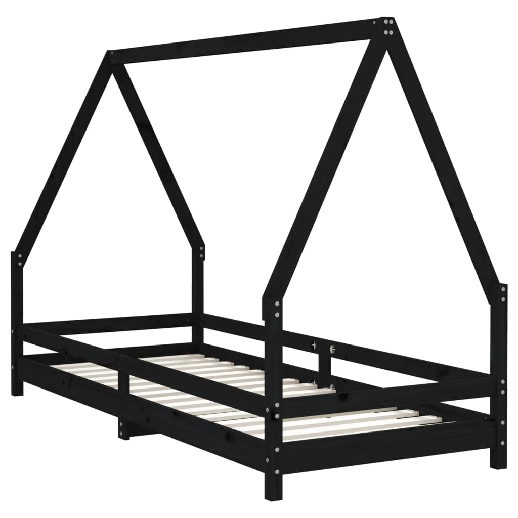 Vidaxl kinderbedframe 80x200 cm massief grenenhout zwart