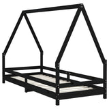 Vidaxl kinderbedframe 80x200 cm massief grenenhout zwart