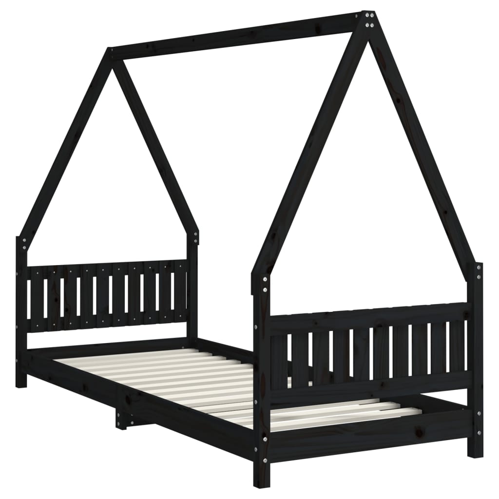 Vidaxl kinderbedframe 80x200 cm massief grenenhout zwart
