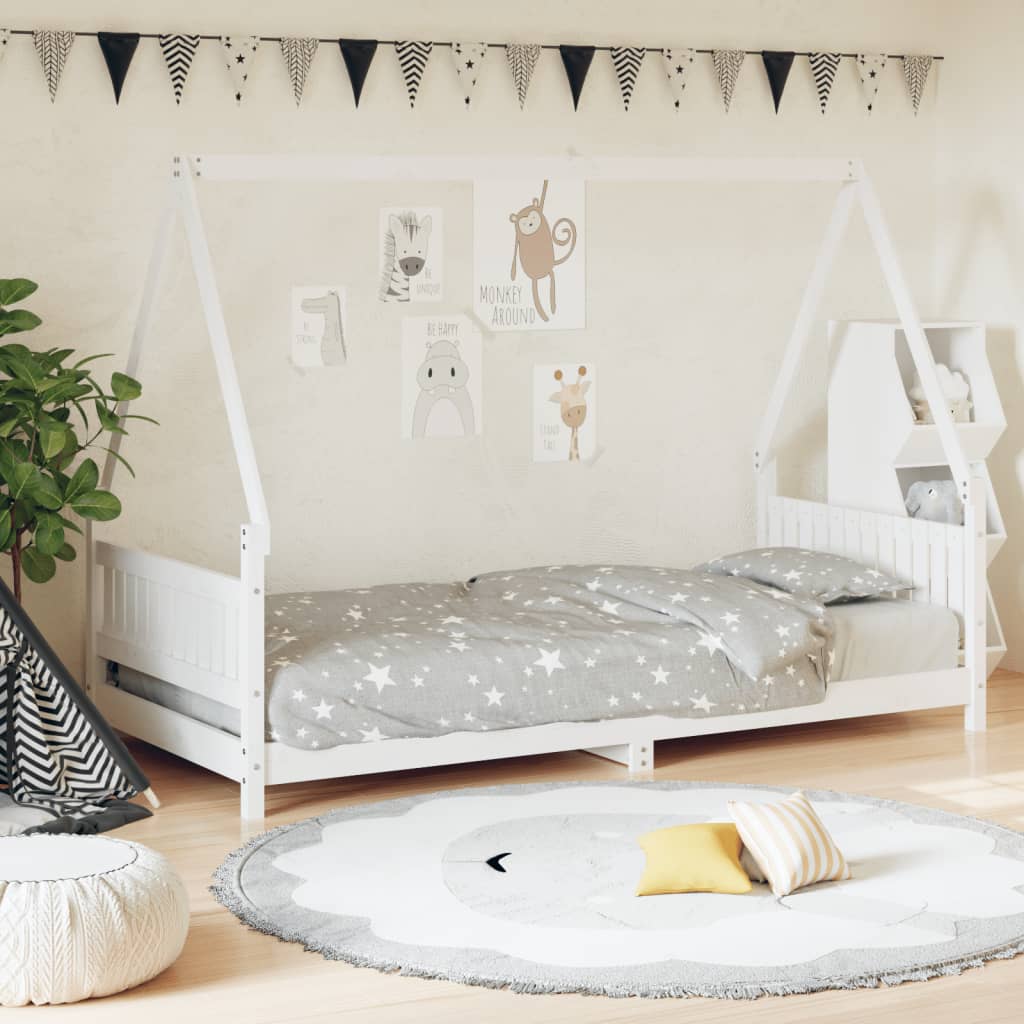 Vidaxl kinderbedframe 90x200 cm massief grenenhout wit