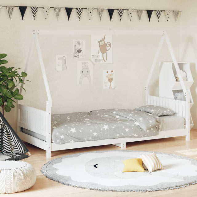 Vidaxl kinderbedframe 90x200 cm massief grenenhout wit