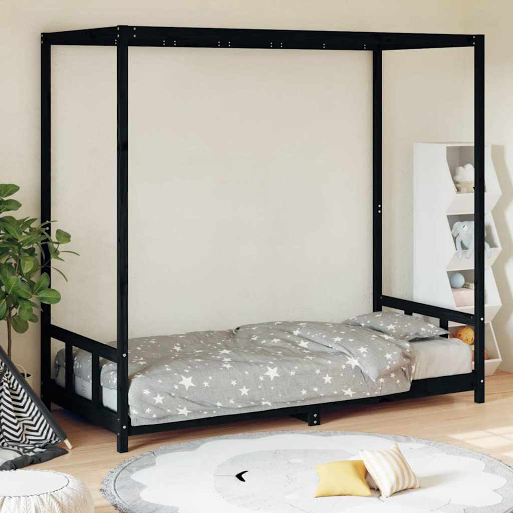 Vidaxl kinderbedframe 90x190 cm massief grenenhout zwart