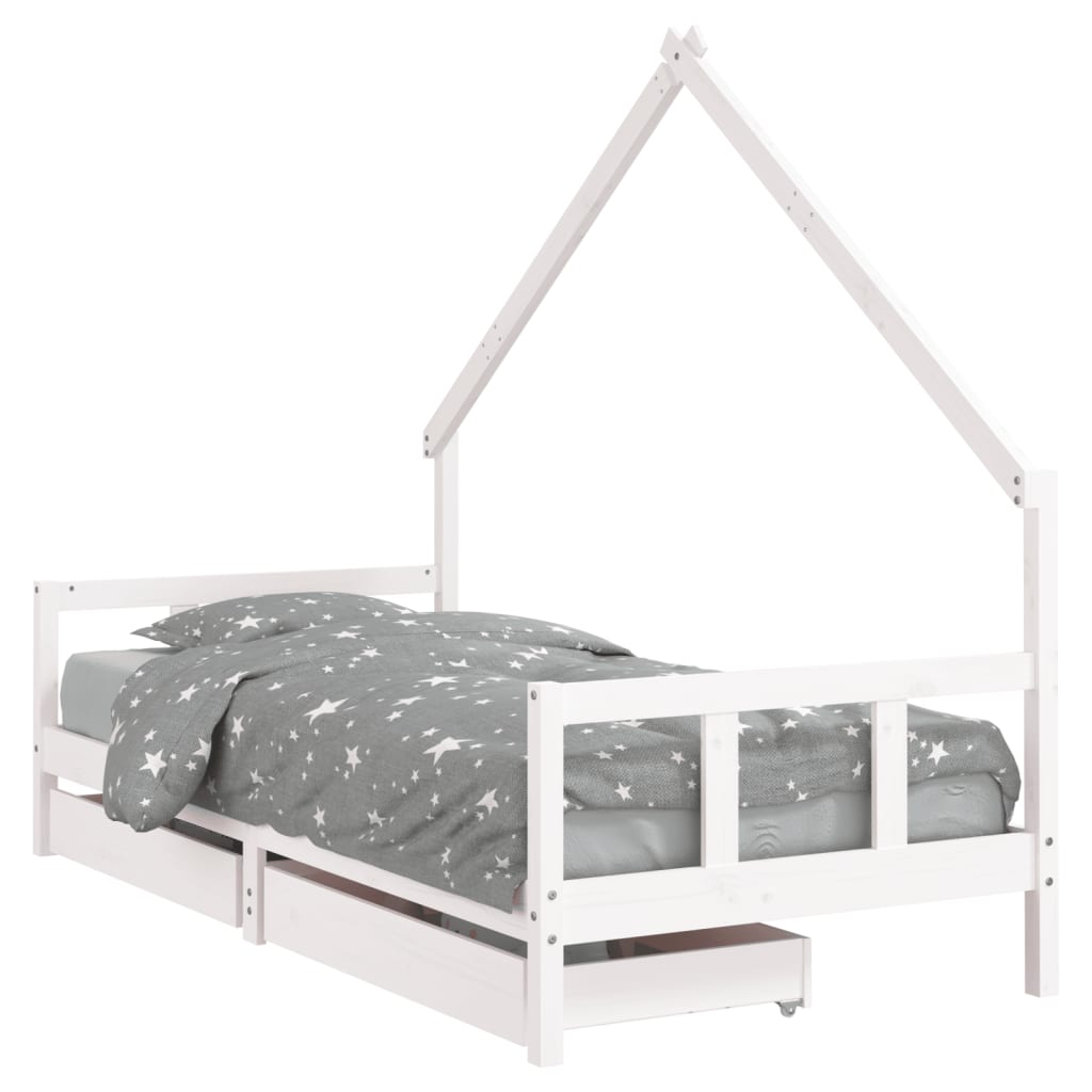 Vidaxl kinderbedframe met lades 90x190 cm massief grenenhout wit