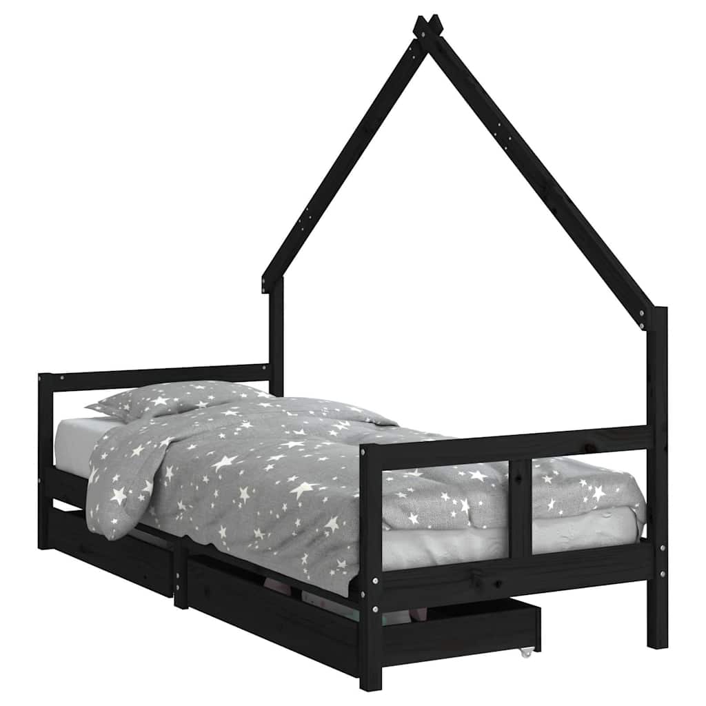 Vidaxl kinderbedframe 80x200 cm massief grenenhout zwart