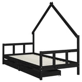 Vidaxl kinderbedframe met lades 90x200 cm massief grenenhout zwart