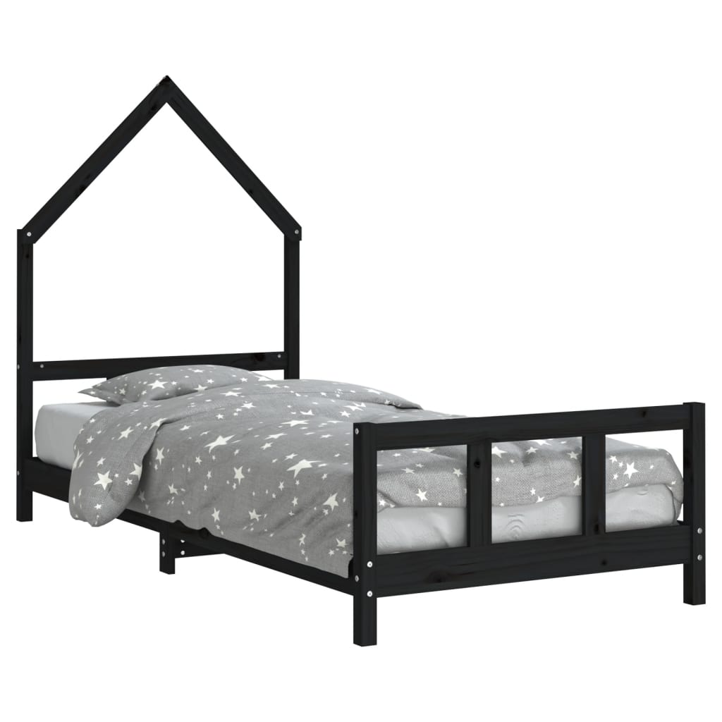 Vidaxl kinderbedframe 90x190 cm massief grenenhout zwart
