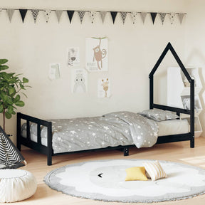 Vidaxl kinderbedframe 90x190 cm massief grenenhout zwart