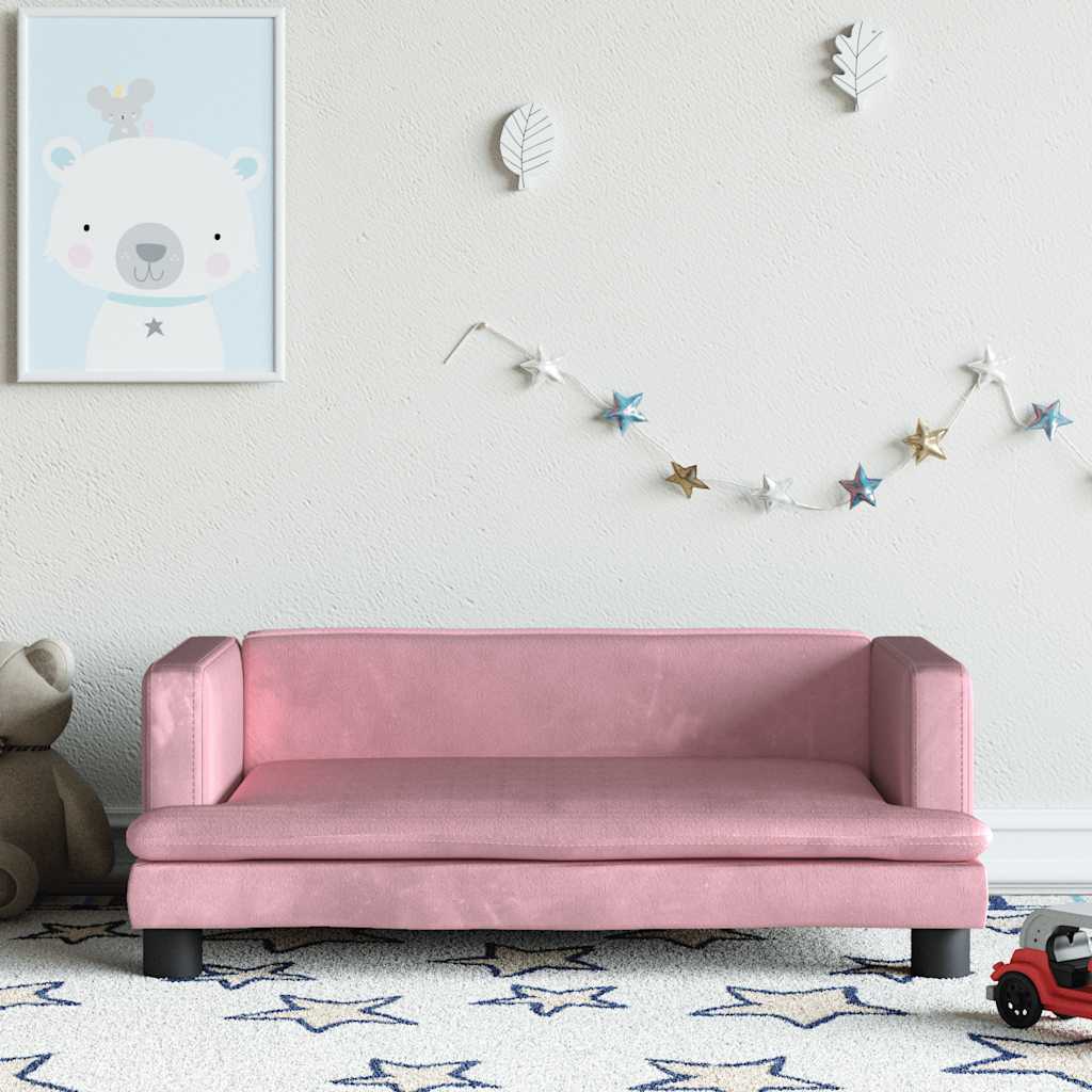 Vidaxl kinderbank 80x45x30 cm fluweel roze