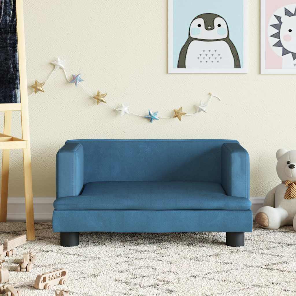 Vidaxl kinderbank 60x40x30 cm fluweel blauw