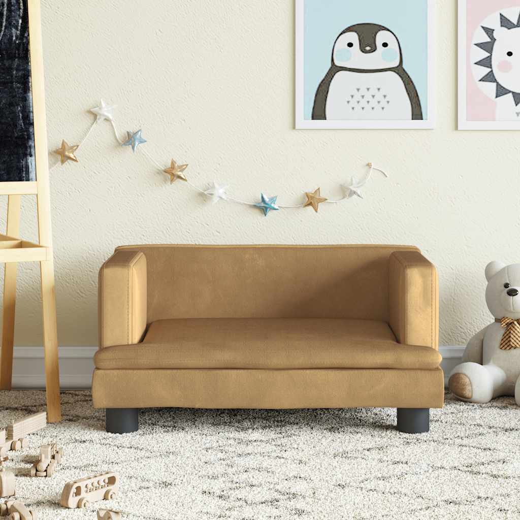 Vidaxl kinderbank 60x40x30 cm fluweel bruin