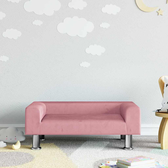 Vidaxl kinderbank 70x45x26,5 cm fluweel roze