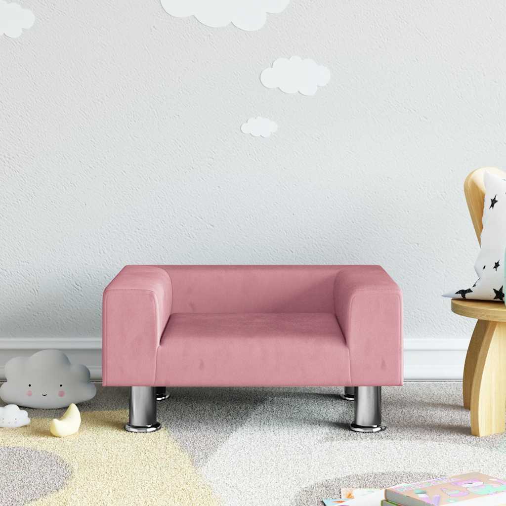 Vidaxl kinderbank 50x40x26,5 cm fluweel roze