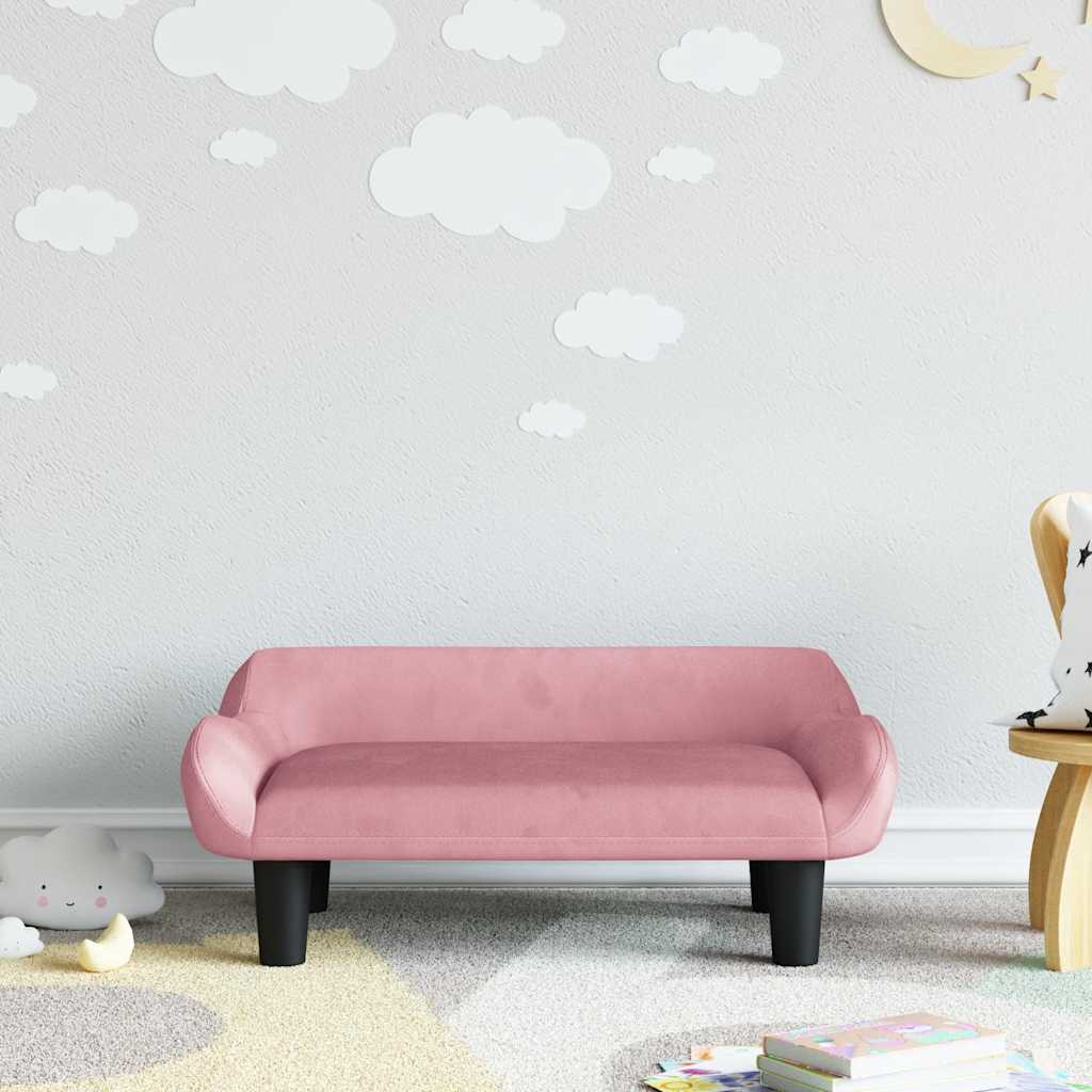 Vidaxl kinderbank 70x40x24 cm fluweel roze