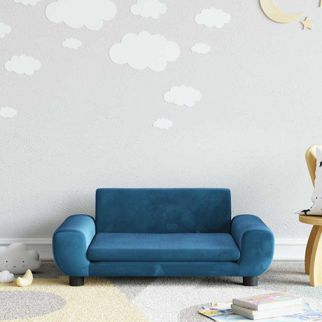 Vidaxl kinderbank 70x45x33 cm fluweel blauw