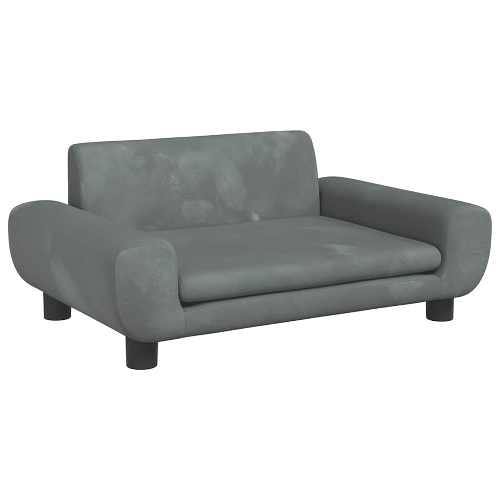 Vidaxl kinderbank 70x45x33 cm fluweel donkergrijs