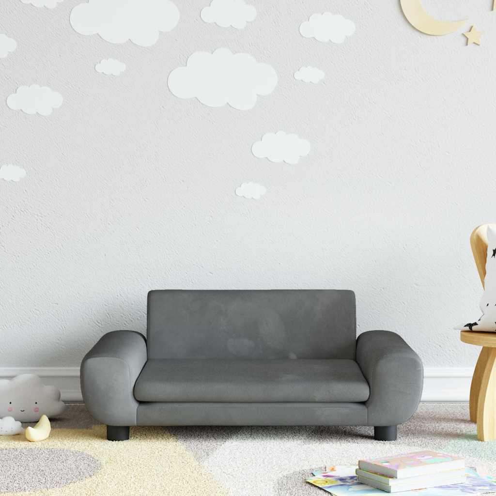Vidaxl kinderbank 70x45x33 cm fluweel donkergrijs