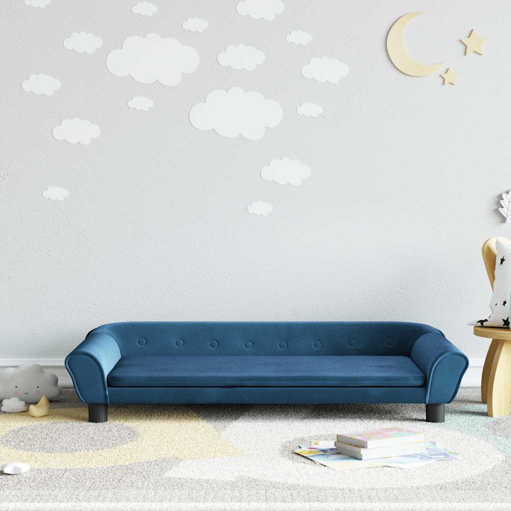 Vidaxl kinderbank 100x50x26 cm fluweel blauw