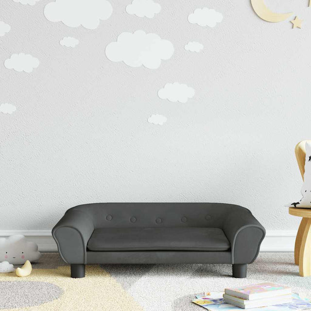 Vidaxl kinderbank 70x45x26 cm fluweel donkergrijs