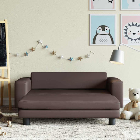 Vidaxl kinderbank met voetensteun 100x50x30 cm kunstleer bruin