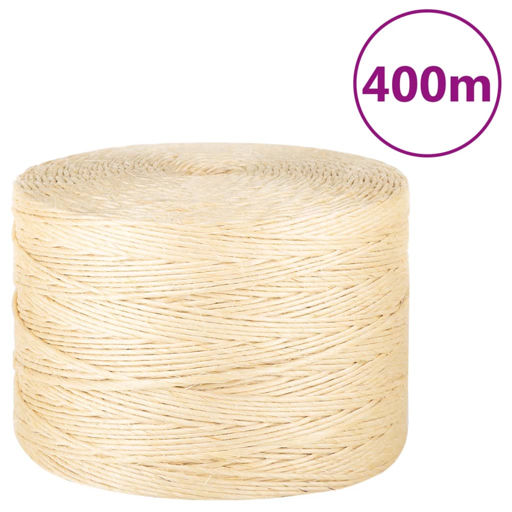 Vidaxl tau 3 mm 400 m 100% sisal