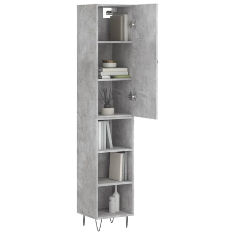 Vidaxl hoge kast 34,5x34x180 cm bewerkt hout betongrijs