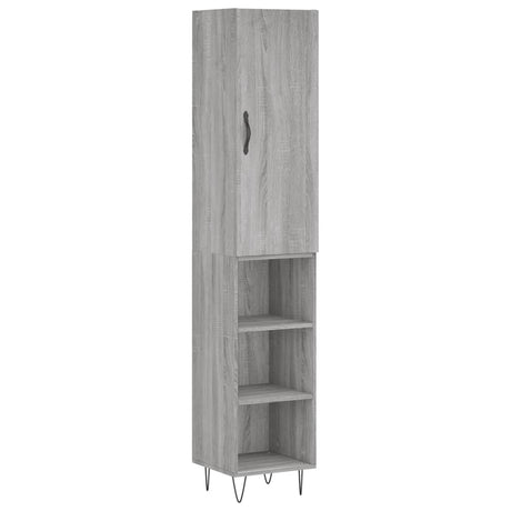 Vidaxl hoge kast 34,5x34x180 cm bewerkt hout grijs sonoma eikenkleurig