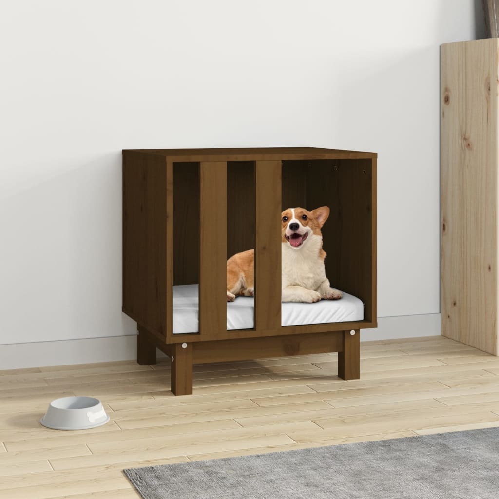 Vidaxl Dog Loft 50x40x52 cm Miele di pino solido marrone